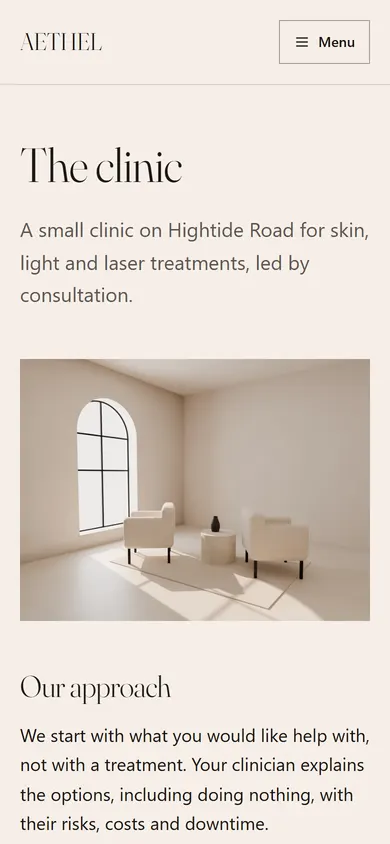 Aethel, The clinic page on a phone